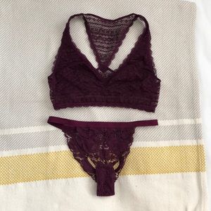 VS Burgundy Bralette and Panty